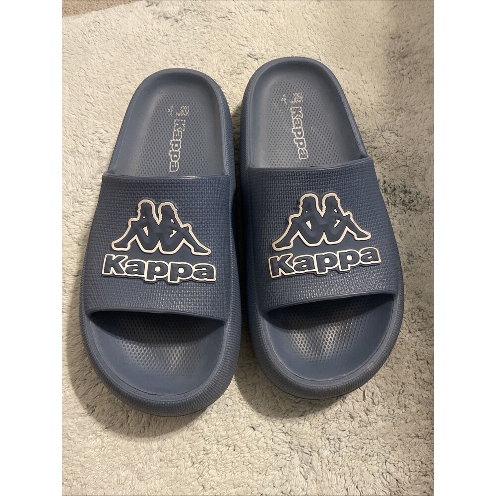 Kappa Blue & White Logo Unisex CushionSlides Sz 9 Women’s 7 Men’s